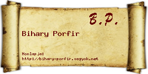 Bihary Porfir névjegykártya